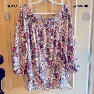 Pink floral blouse